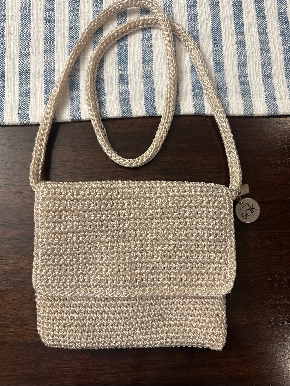 The Sak Crochet Crossbody Bag in Beige